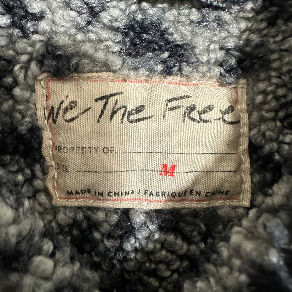 We The Free Free People Wild Ones Sherpa Trucker Jacket Light Wash Denim Size M - Picture 3 of 15